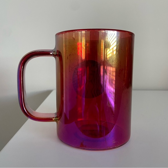 Starbucks Red Rainbow Iridescent Christmas 2019 Mug Cup Glass 14floz - Picture 6 of 6